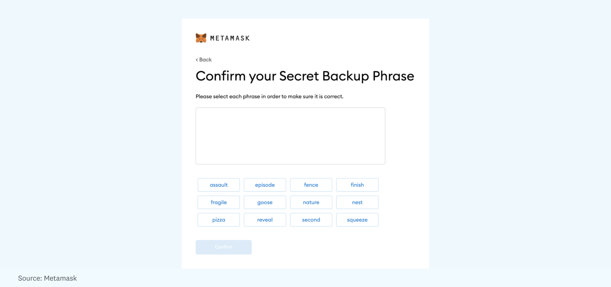 Metamask's private key flow