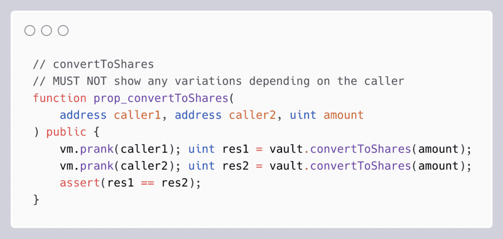 snippet from ERC4626 property tests